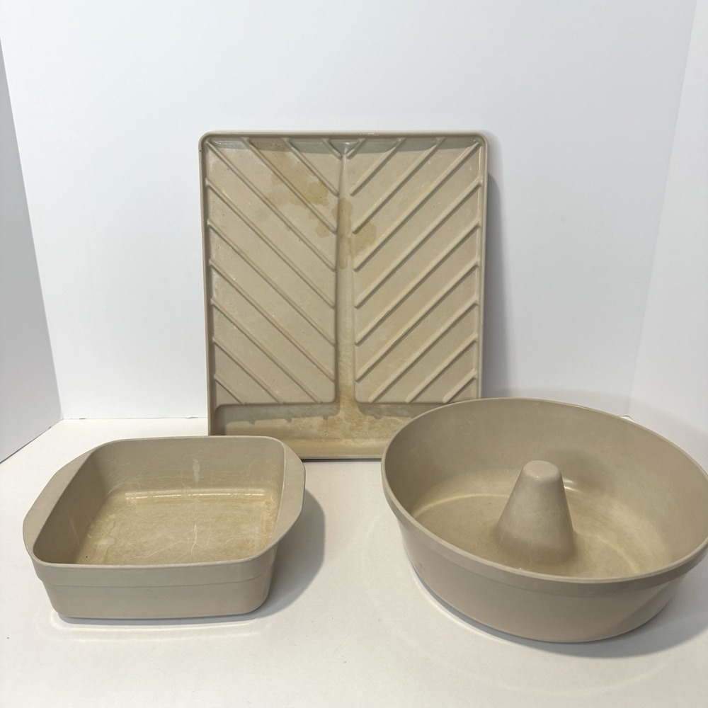Vintage Anchor Hocking MicroWare 3 Pc Microwave Cookware Set PM469 PM481 PM459